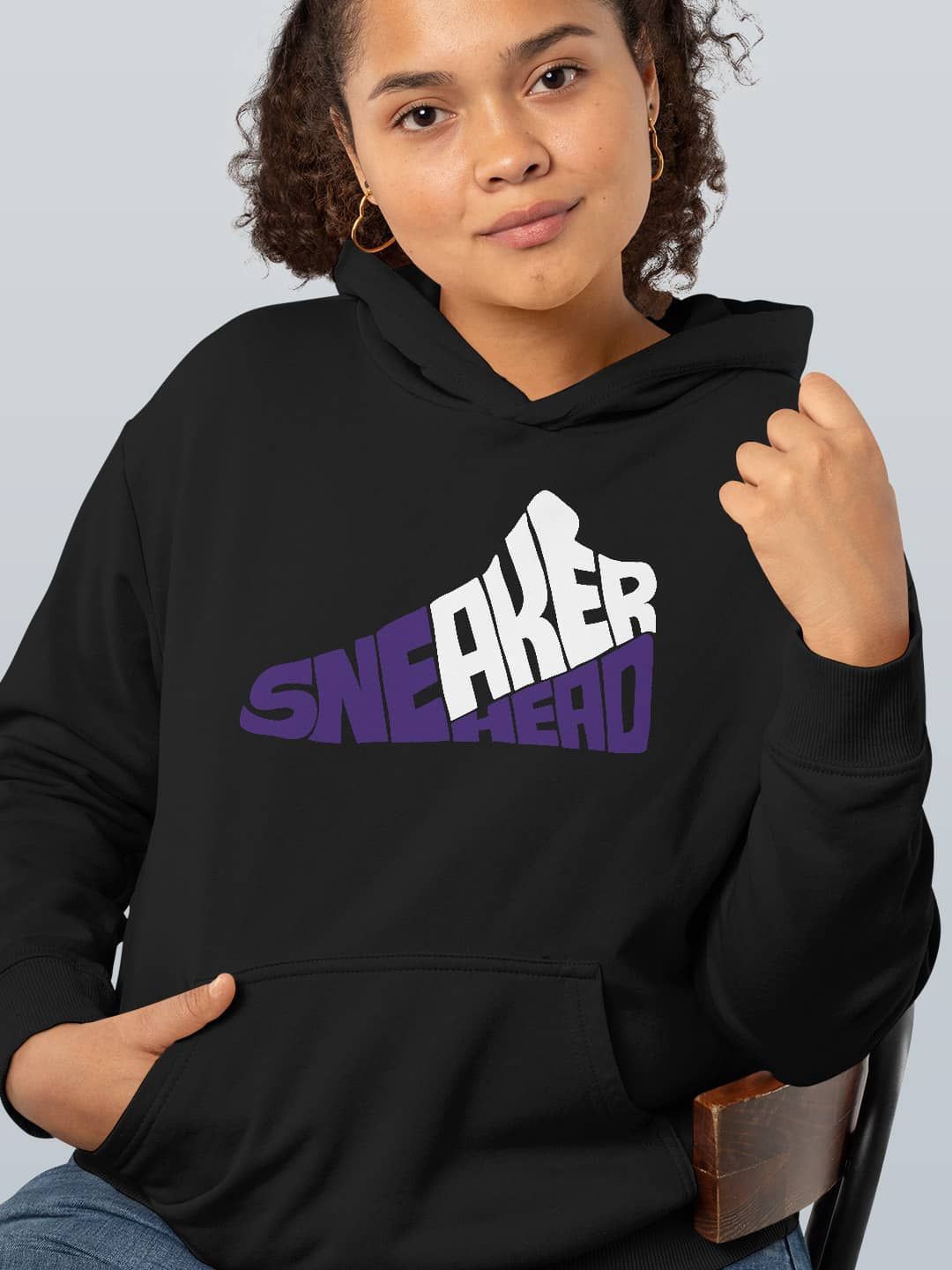 

macmerise Women Printed Hooded Sweatshirt, Black