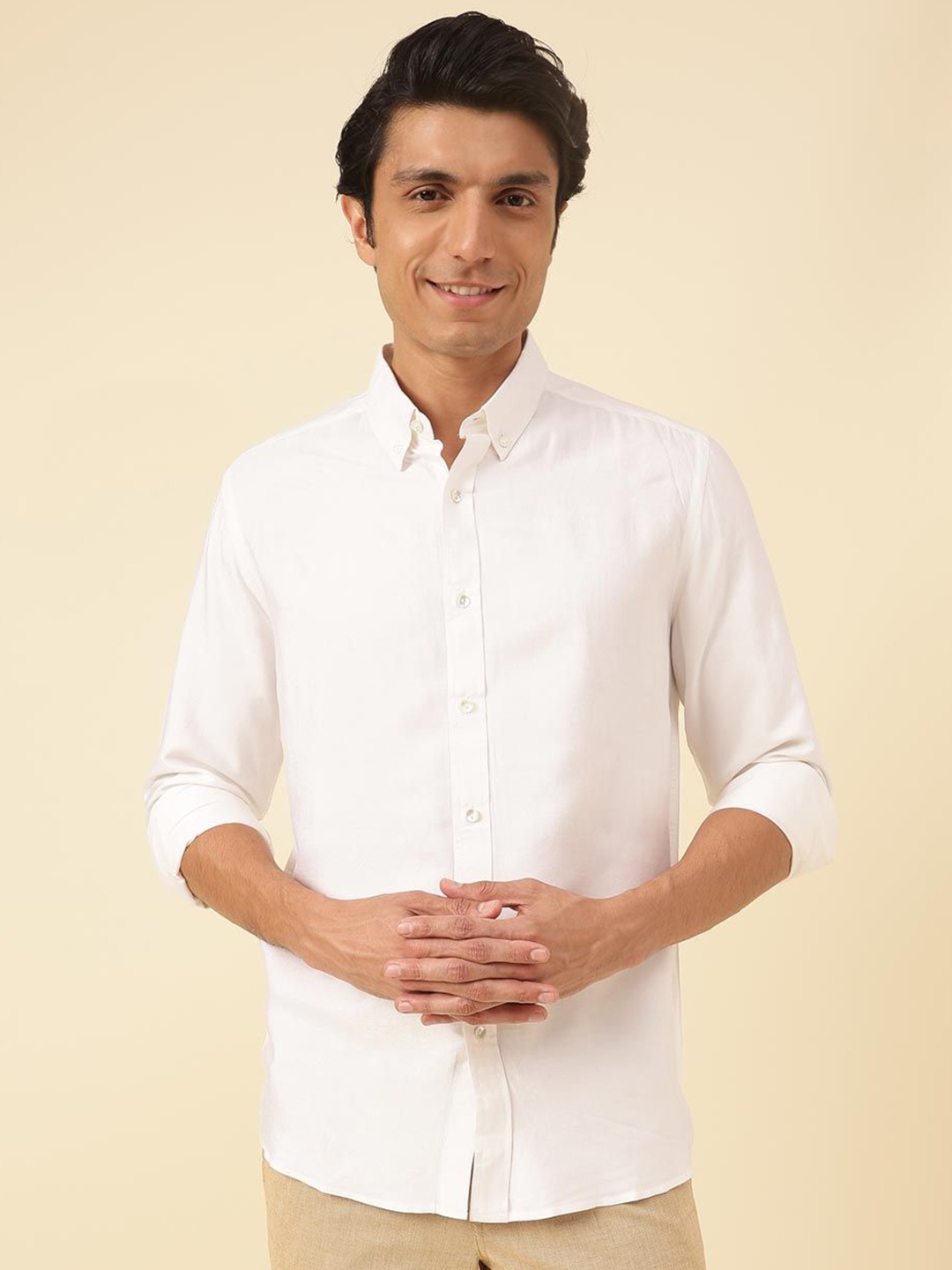 

Fabindia Men Comfort Solid Button-Down Collar Relaxed Fit Casual Shirt, White