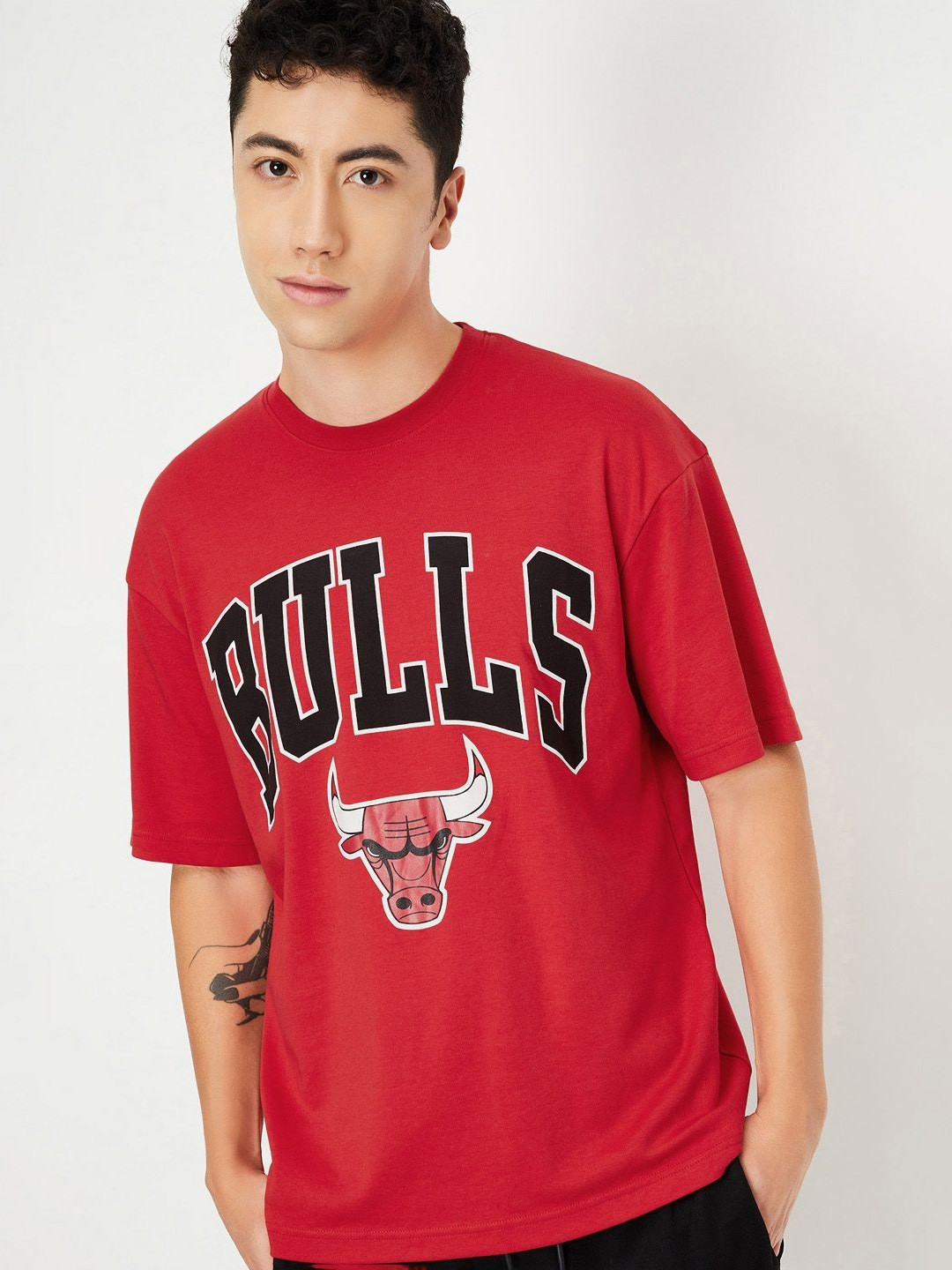 

max Men Typography Printed Round Neck T-Shirt, Red
