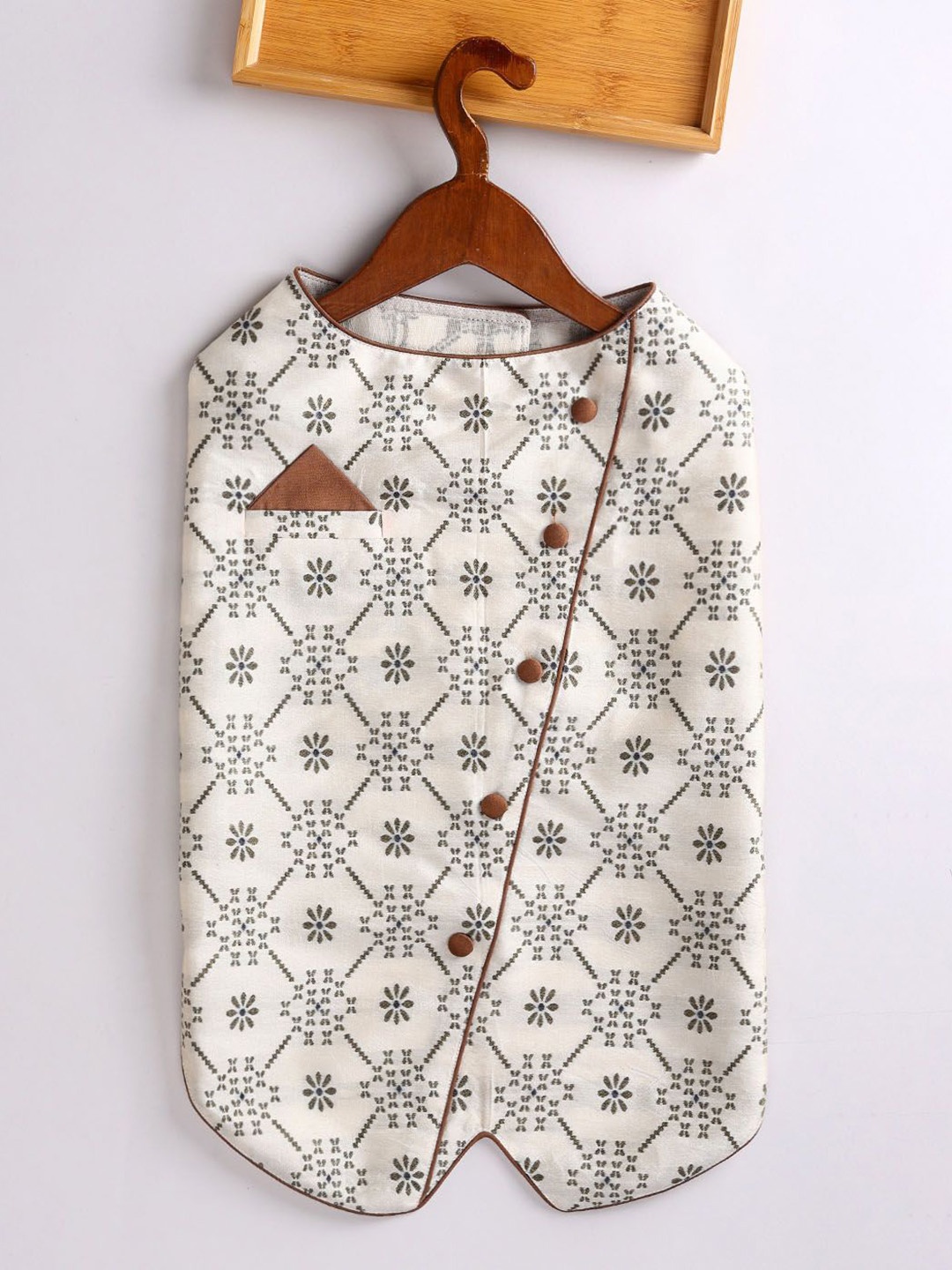 

VASTRAMAY Self Design Jacquard Dog Dress, Cream