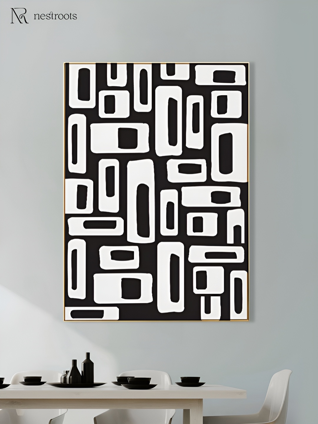 

nestroots White & Black Abstract Printed Canvas Wall Art