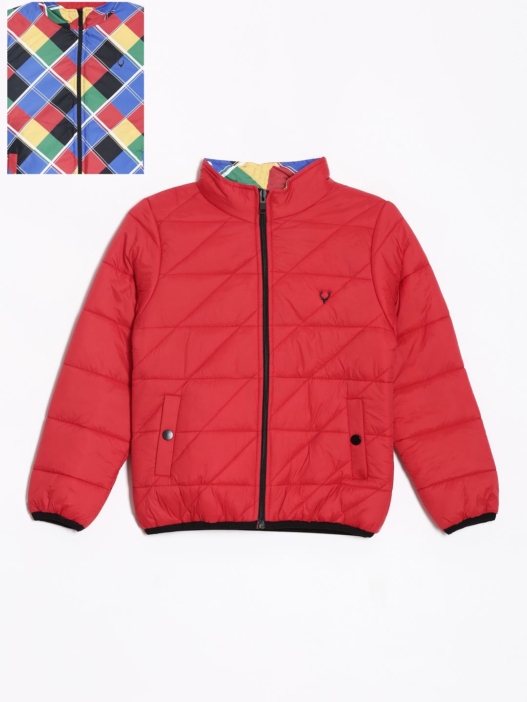 

Allen Solly Junior Boys Checked Reversible Puffer Jacket with Embroidered, Multi