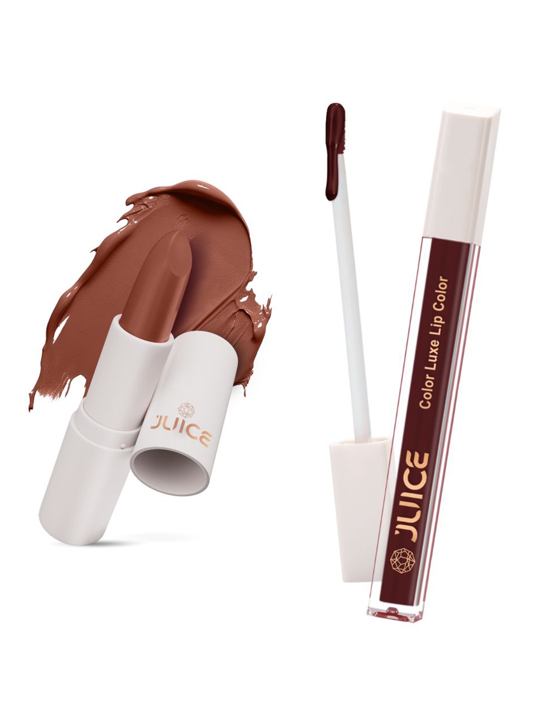 

JUICE Set of Color Luxe Lip Color 2.5ml & Kiss Sensation Lipstick 4g - Shade M23 & M08, Brown