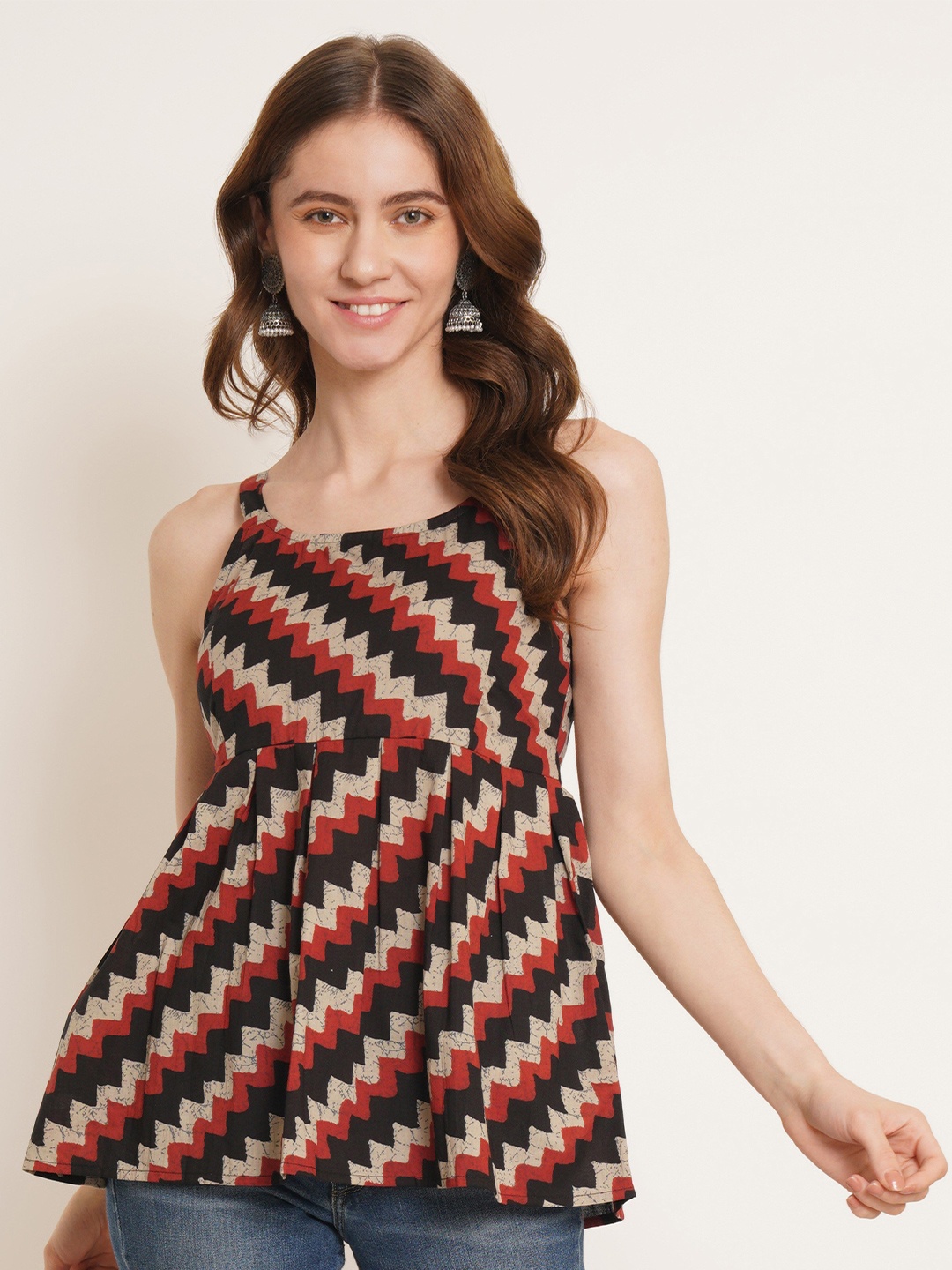 

KALINI Checked Cotton Top, Multi