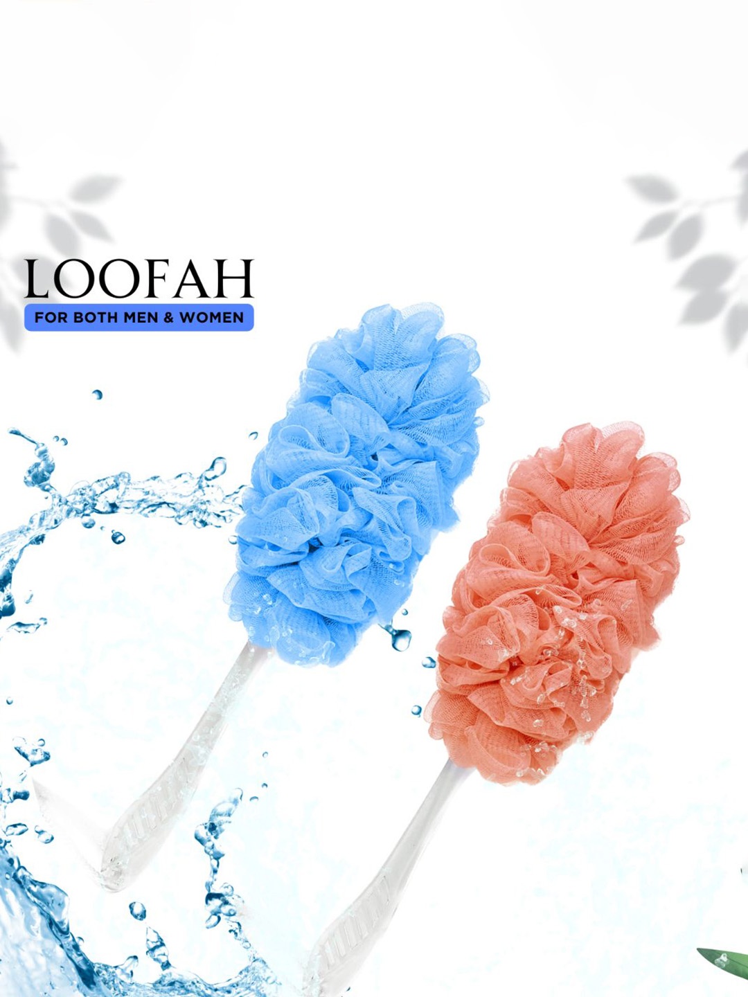 

CareDone Set of 2 Soft Long Loofah with Handle, Blue