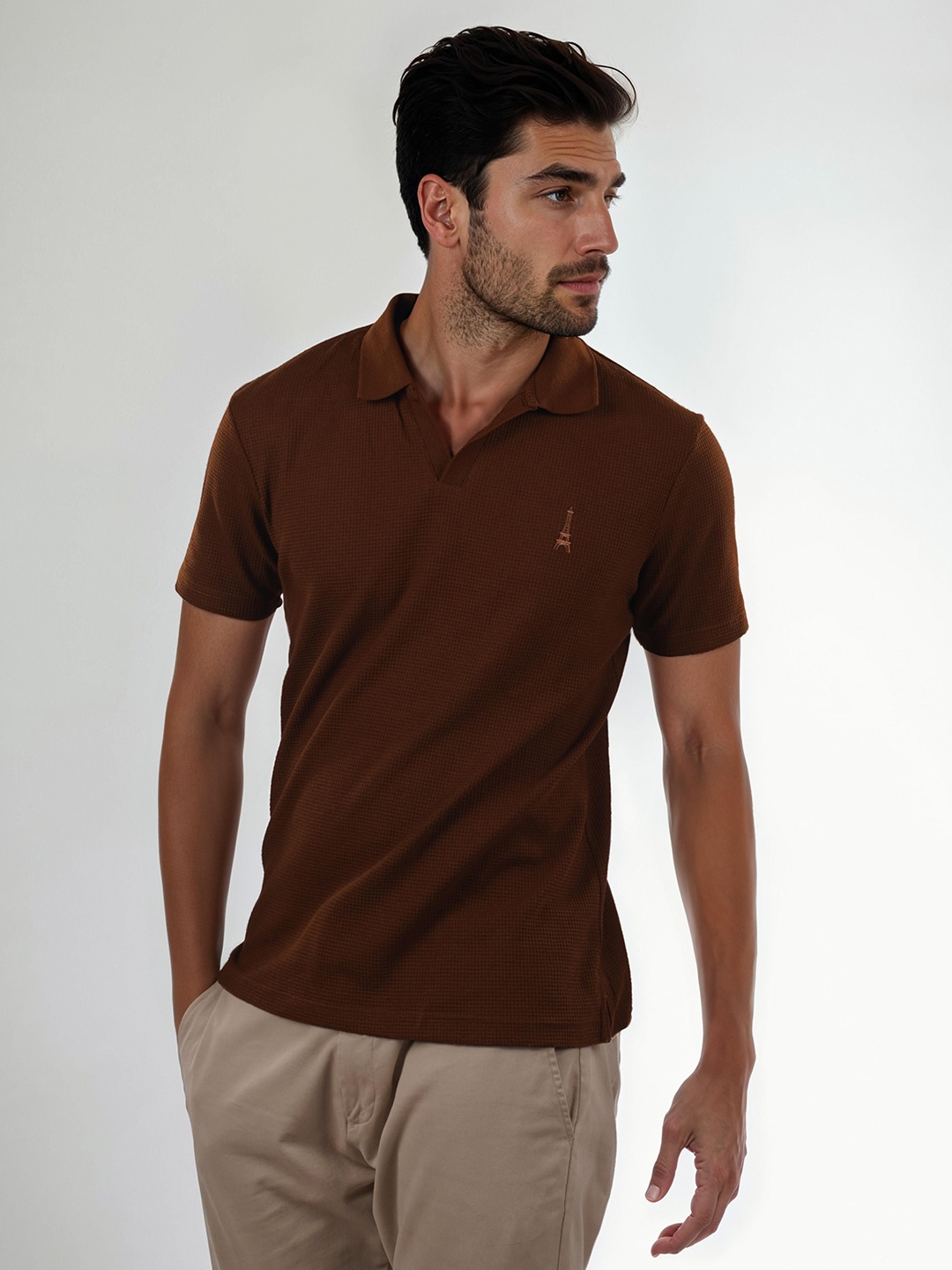

Celio Men Solid Polo Collar Cotton T-Shirt, Brown