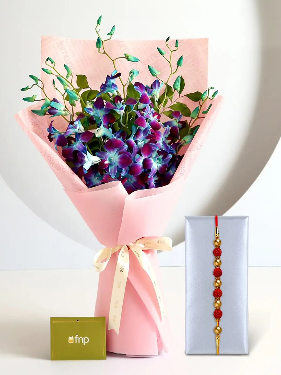 

fnp Purple 6Pc Mystical Orchids Bouquet With Rakhi