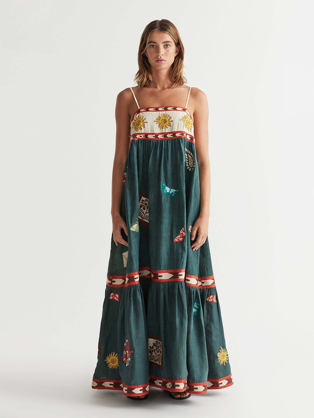 

StyleCast x Revolte Women Floral Printed Maxi A-Line Dress, Green