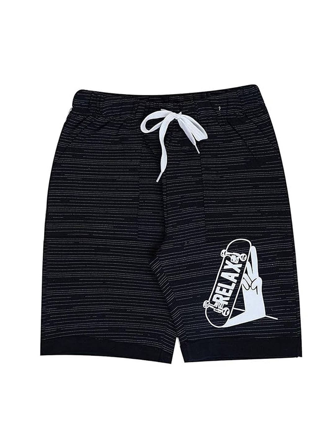 

BAESD Boys Striped Printed Cotton Running Shorts, Black