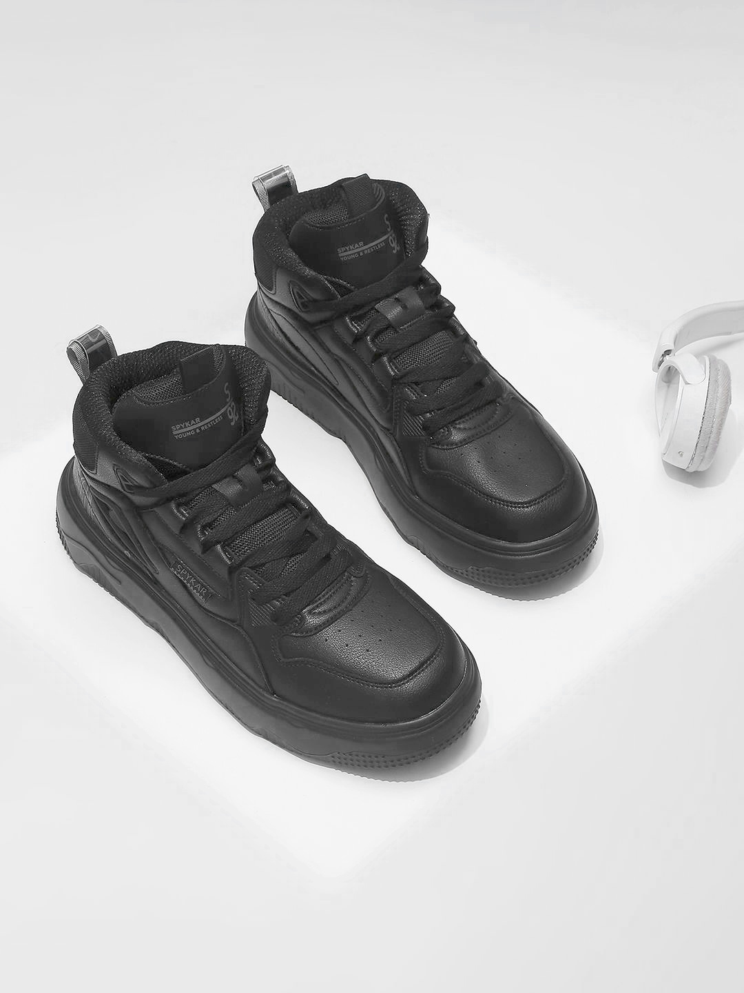 

SPYKAR Men High-Top Lace-Ups Sneakers, Black