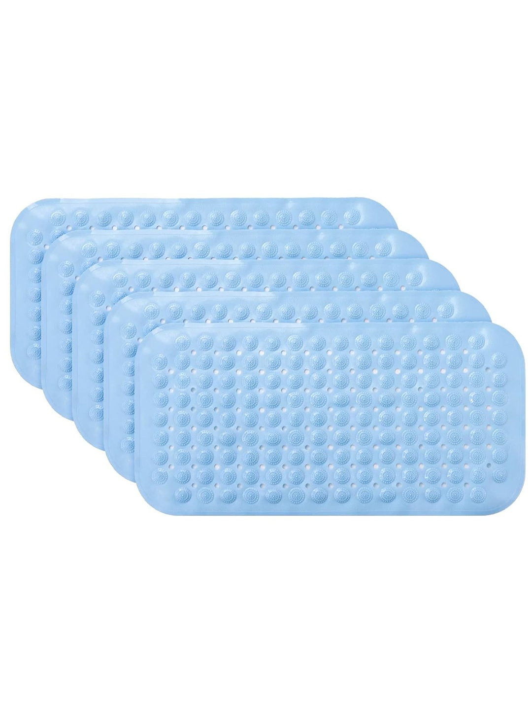 

Kuber Industries Blue 5 Pieces Textured 240 GSM Bath Rugs