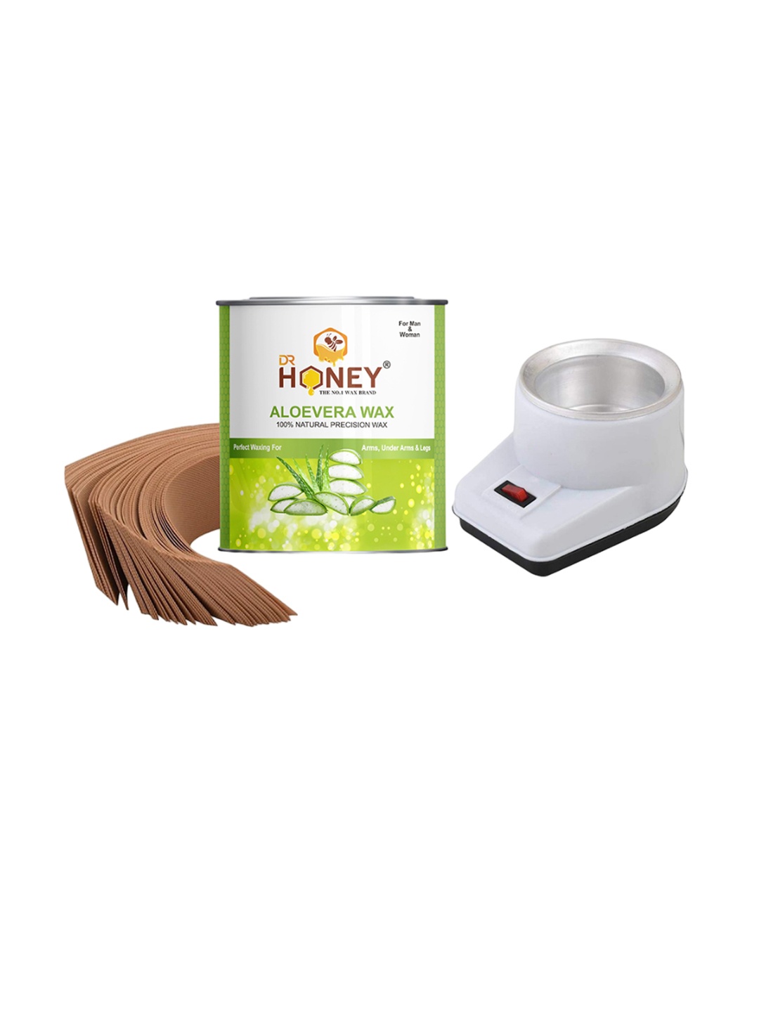 

DR HONEY Aloevera 100% Natural Body Wax For Hair Removal With Wax Knife & Heater 499.9g, Green