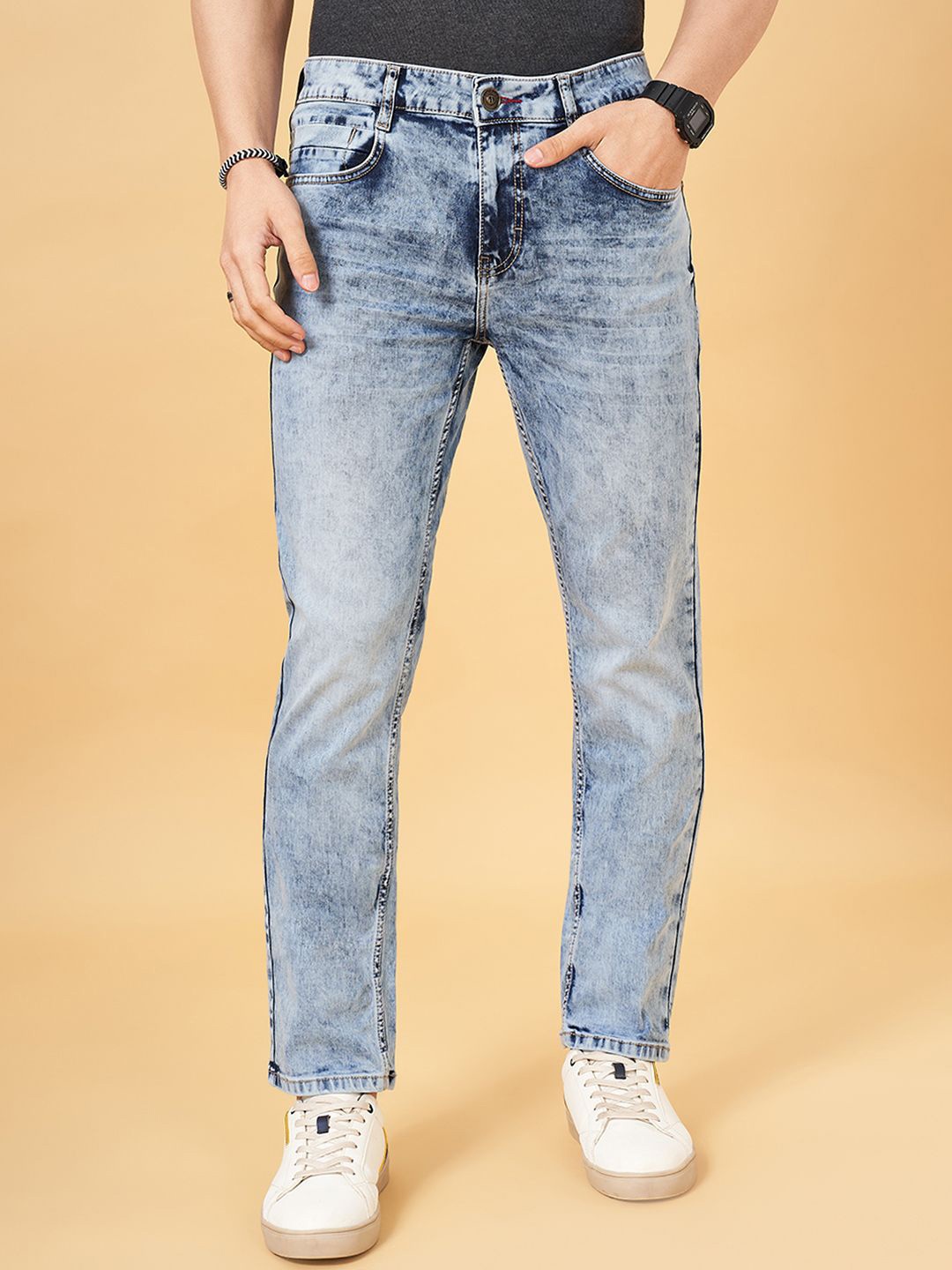 

SF JEANS by Pantaloons Men Slim Fit Heavy Fade Jeans, Blue