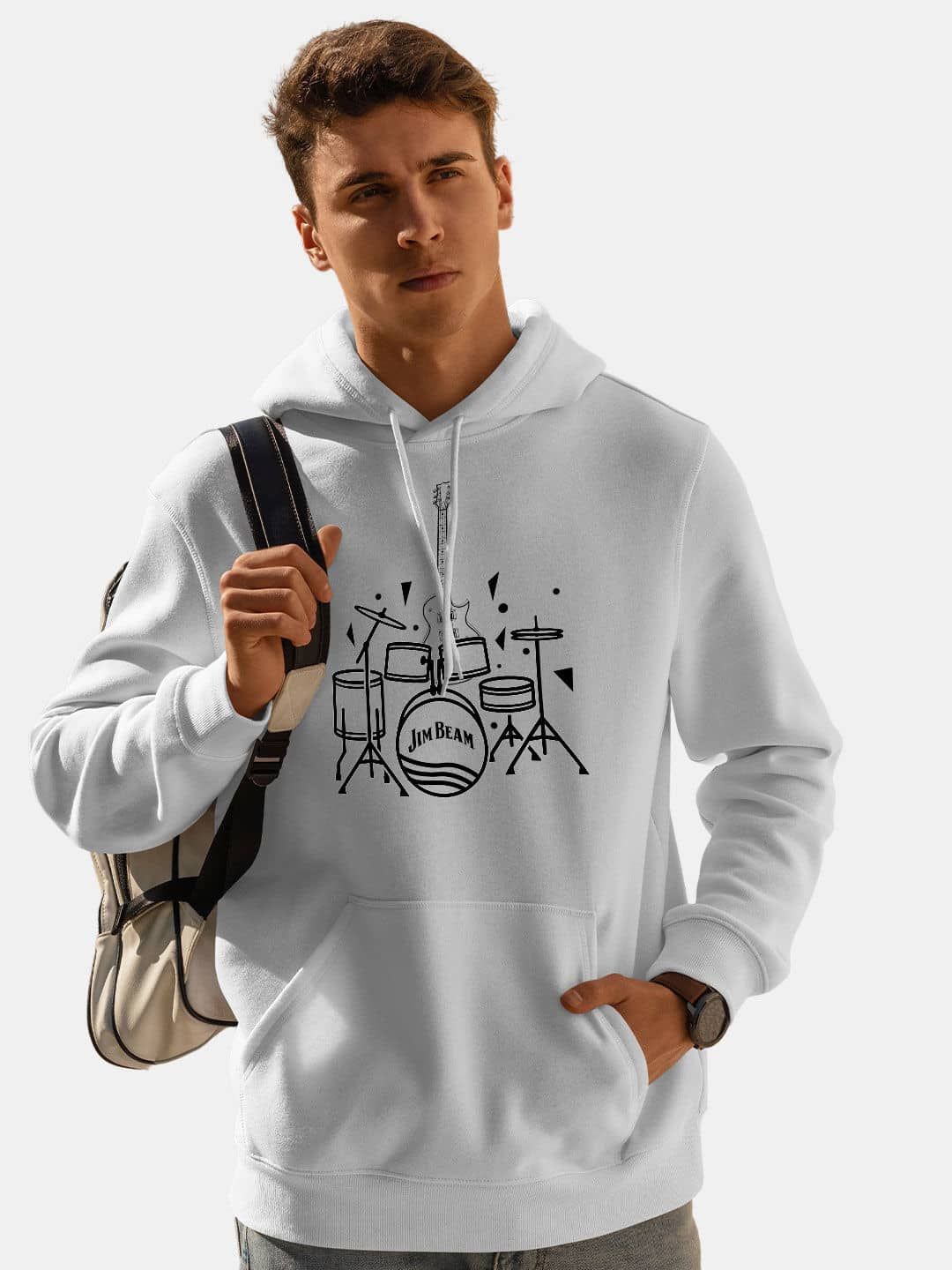 

macmerise Men Printed Hooded Sweatshirt, Black