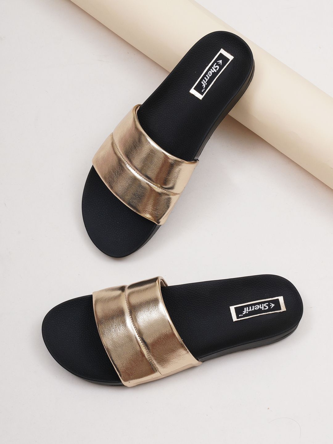 

Sherrif Shoes Women Sliders, Gold