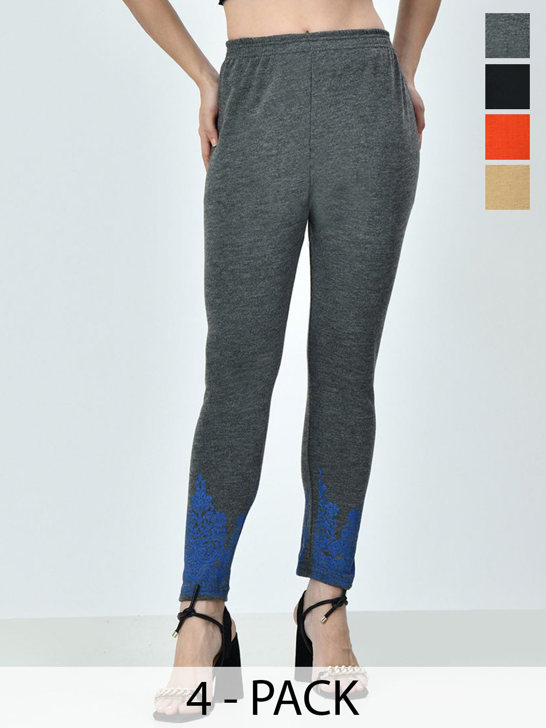 

BAESD Pack Of 4 Wool Printed Ankle-Length Legging, Multi