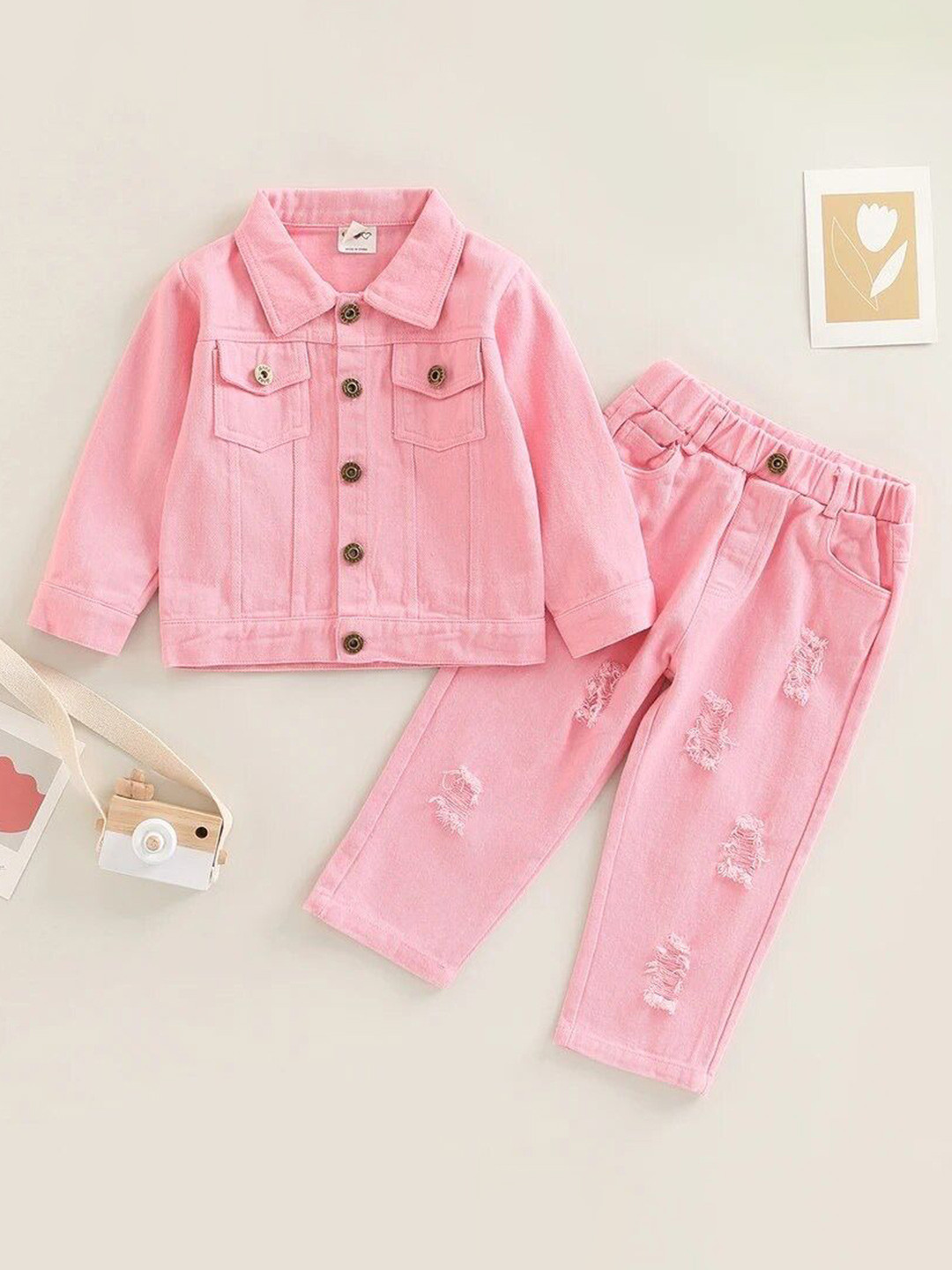 

TrendyKid Girls Organic Cotton Shirt With Trousers, Pink