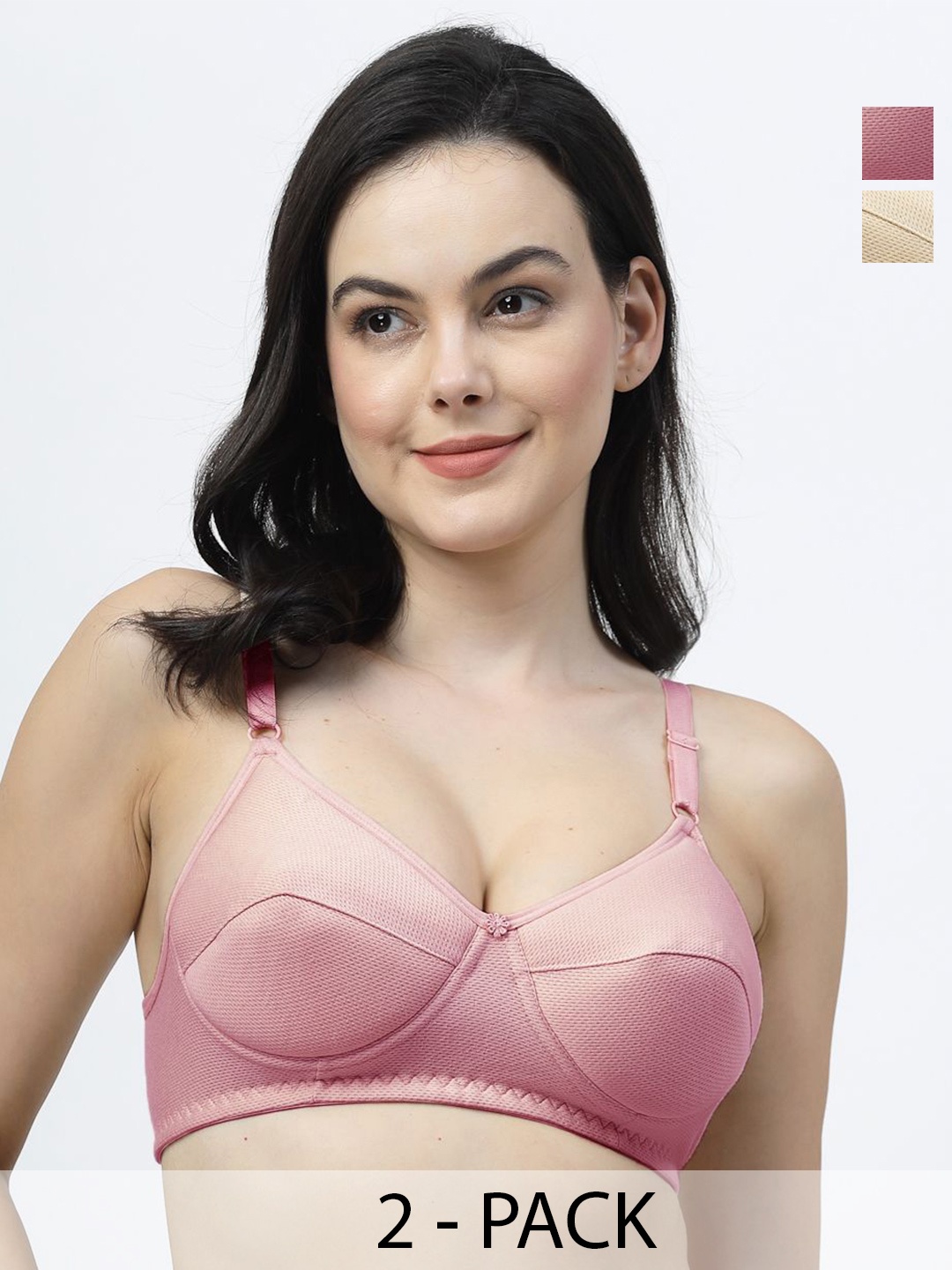 

SHYAM SONS FLAIR Pack Of 2 Full Coverage Lightly Padded Everyday Bra, Pink