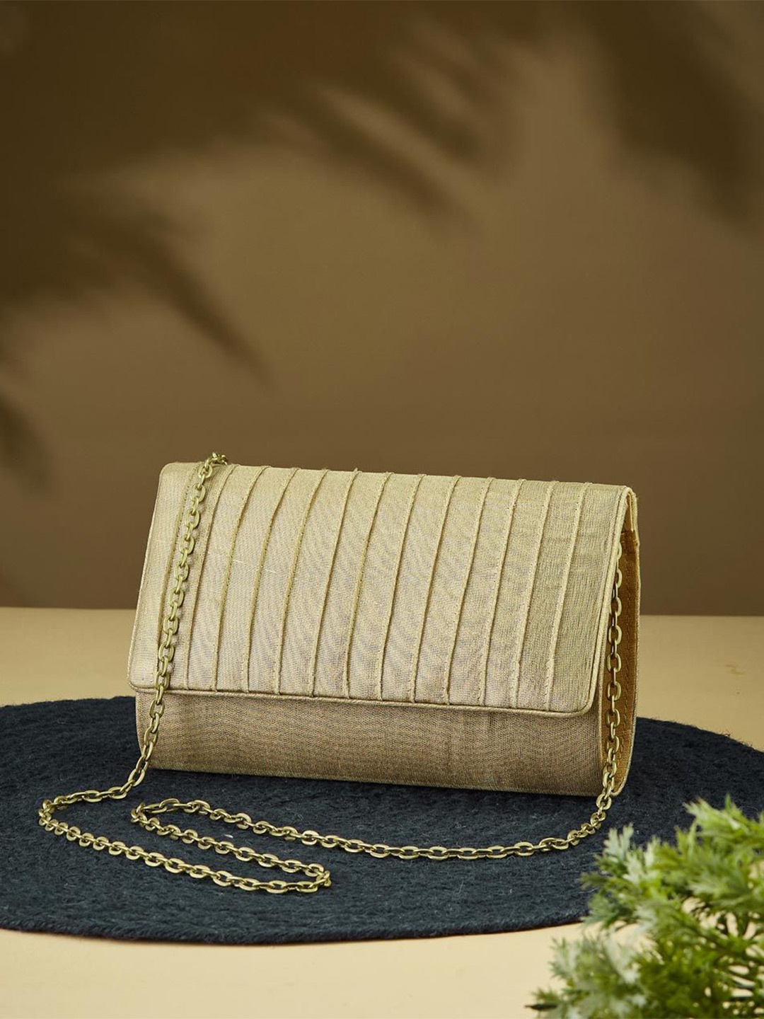 

Fabindia Textured Purse Clutch, Gold