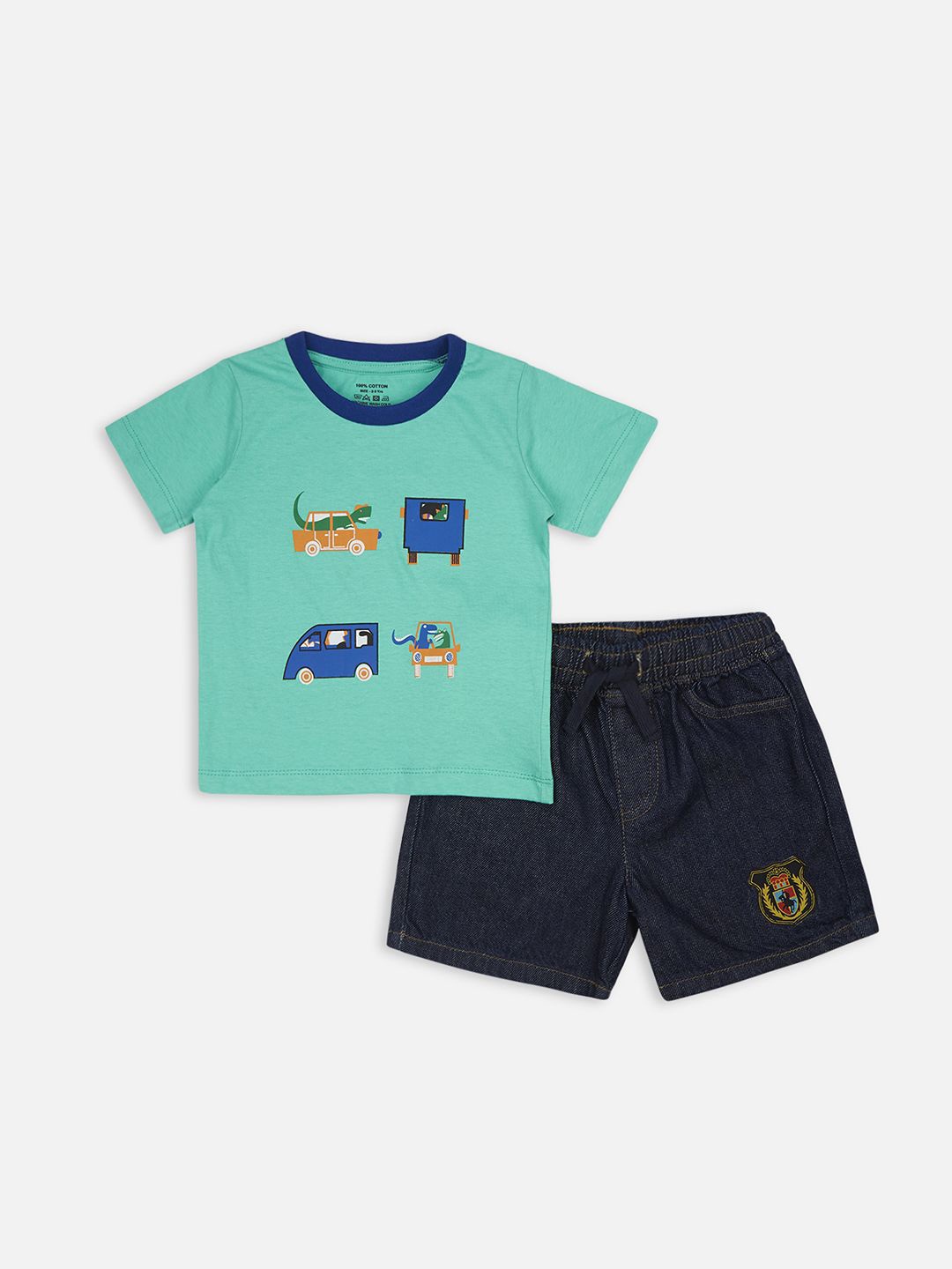 

YK Boys Clothing Set With Cotton T-shirt And Denim Shorts, Teal