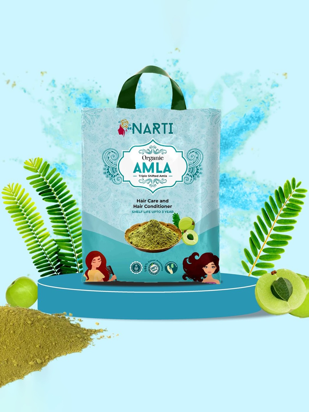 

NARTI Organic Pure Amla Powder For Hair Care-500g, Brown