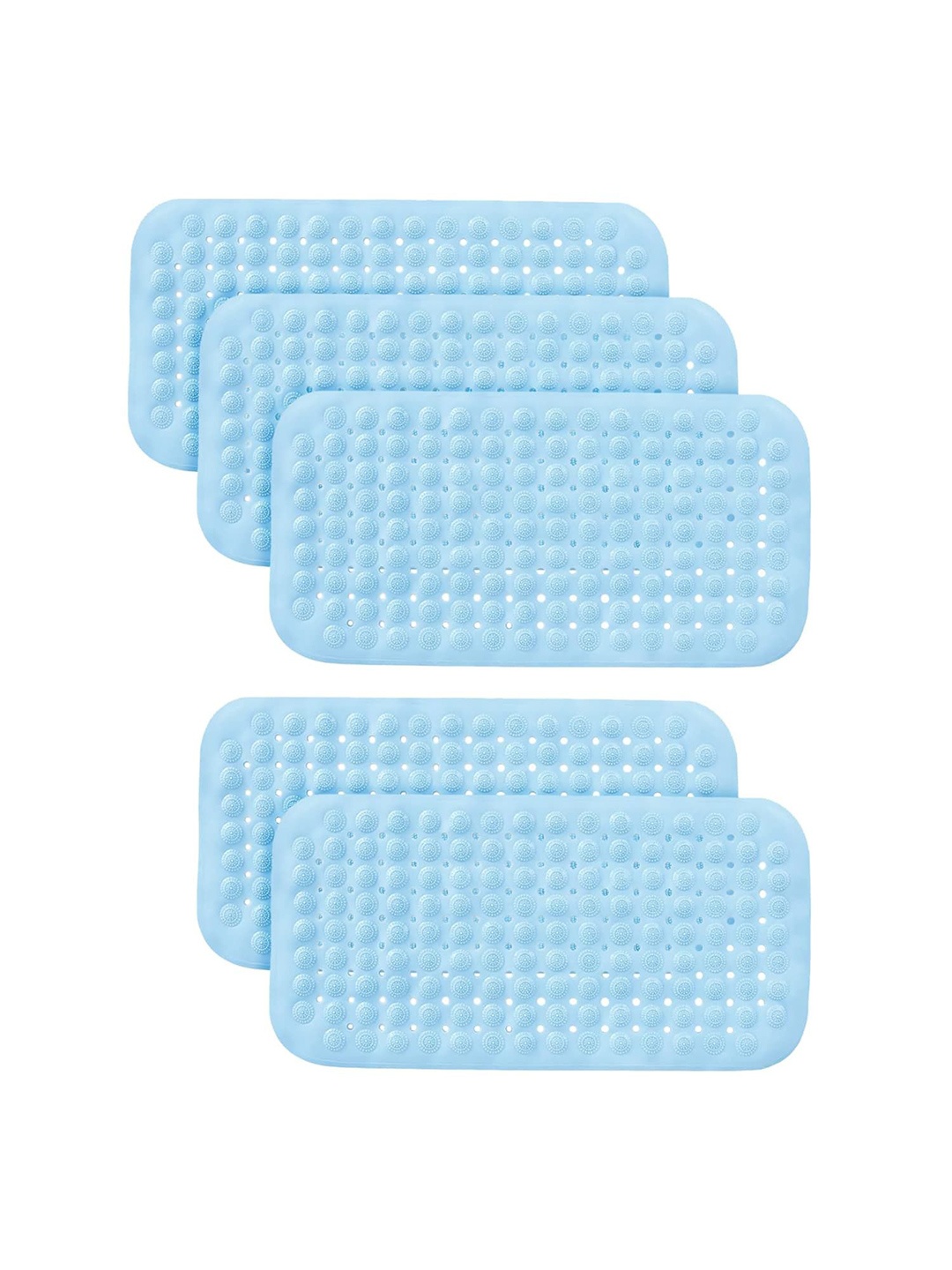 

Kuber Industries Blue 5 Pieces Textured 240 GSM Bath Rugs