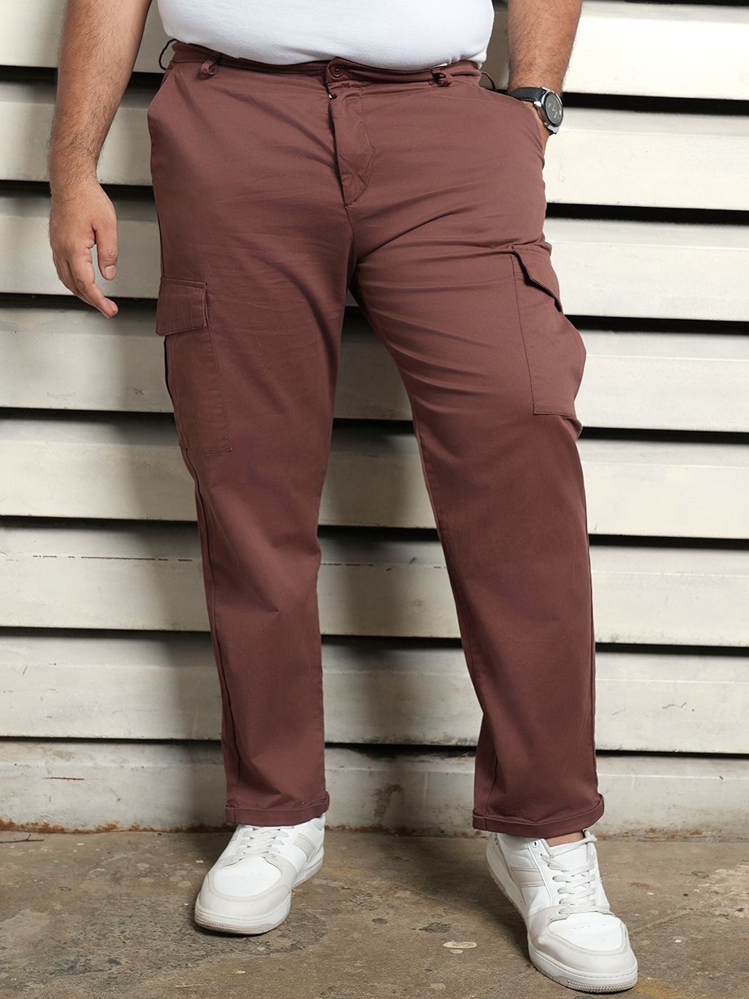 

Freeform by High Star Men Slim Fit Cargo Trousers, Brown
