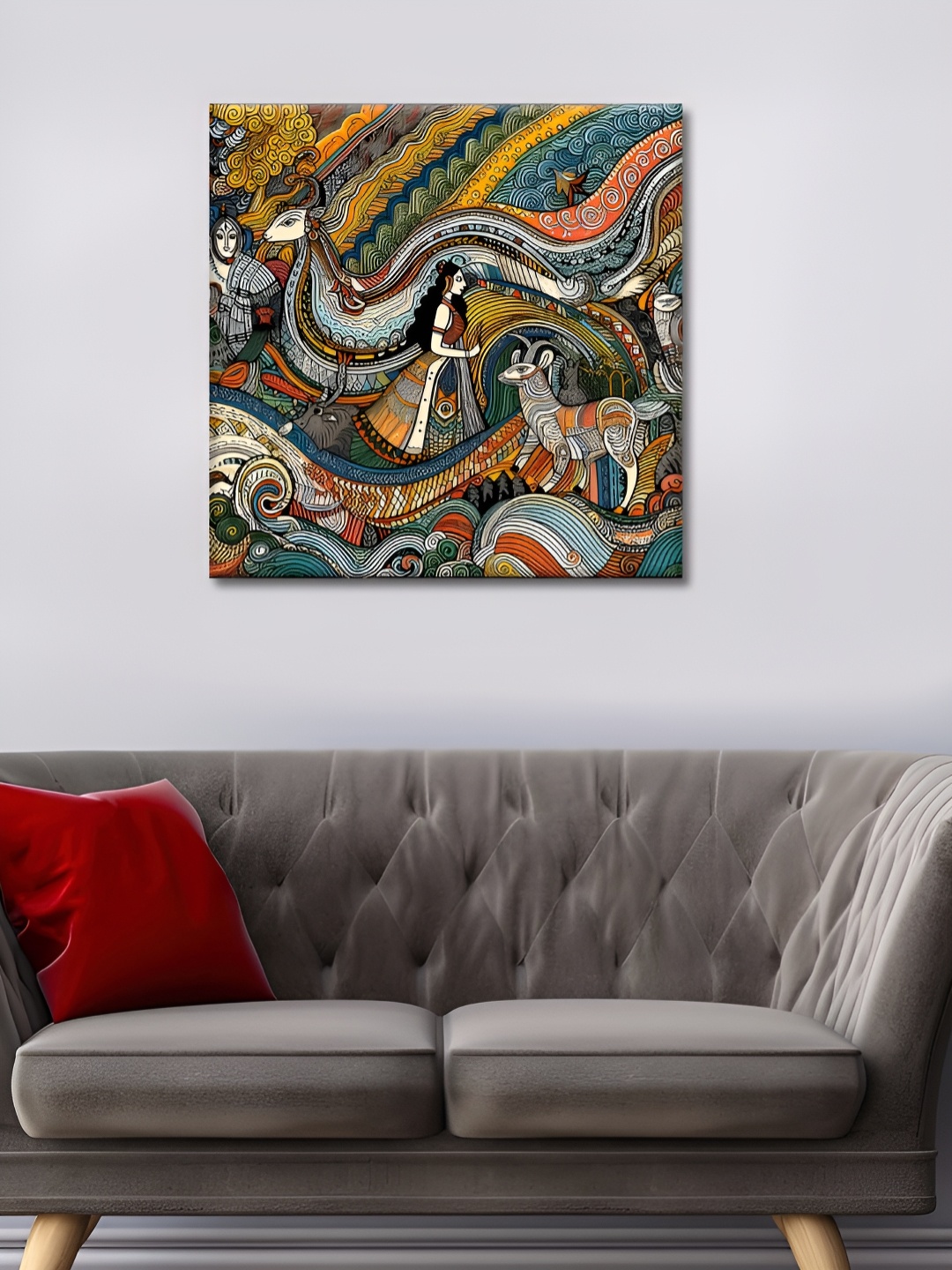 

OLIVE TREE Grey & Orange Abstract Wooden Framed Canvas Painting Wall Art
