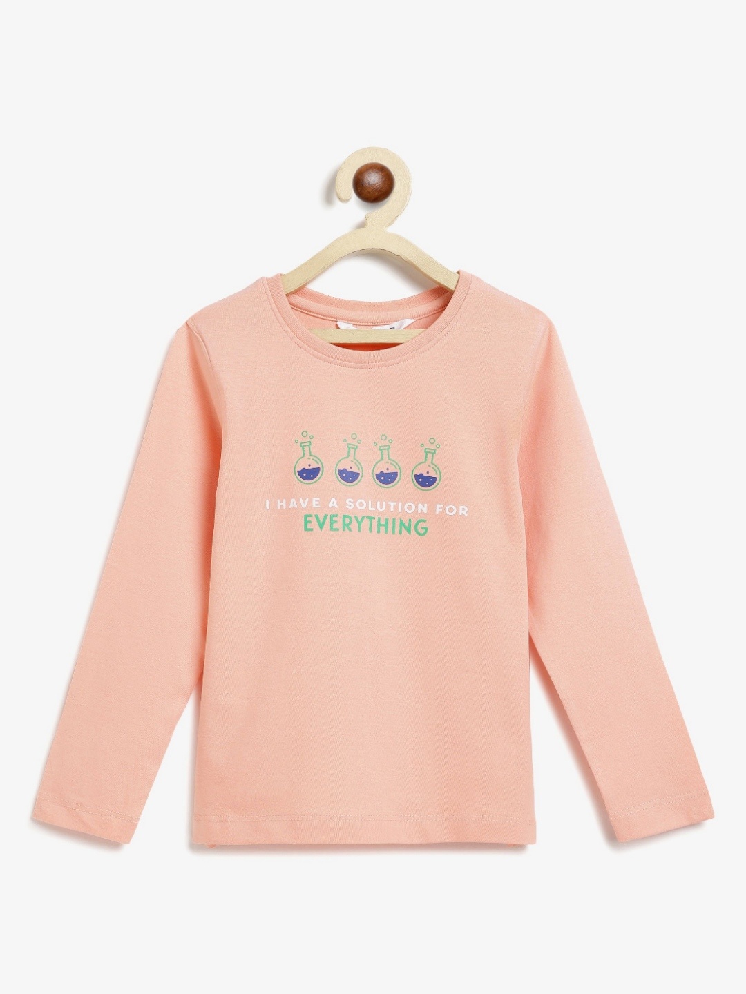 

Campana Girls Typography Printed Round Neck Cotton T-Shirt, Peach