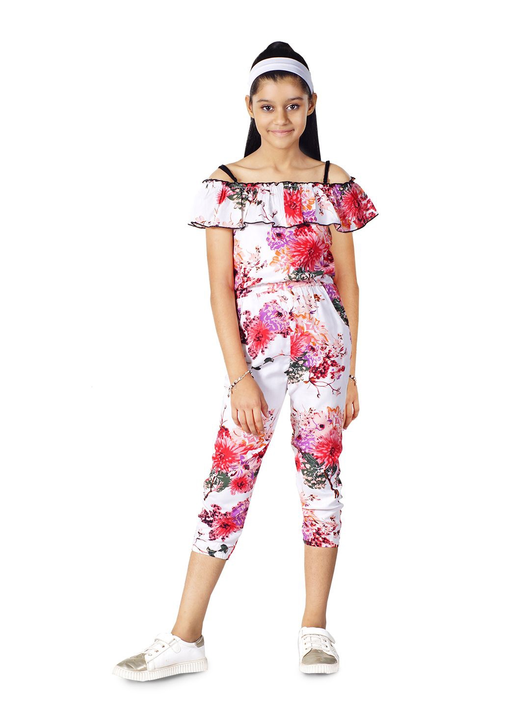 

Naughty Ninos Girls Floral Capri Jumpsuit, White