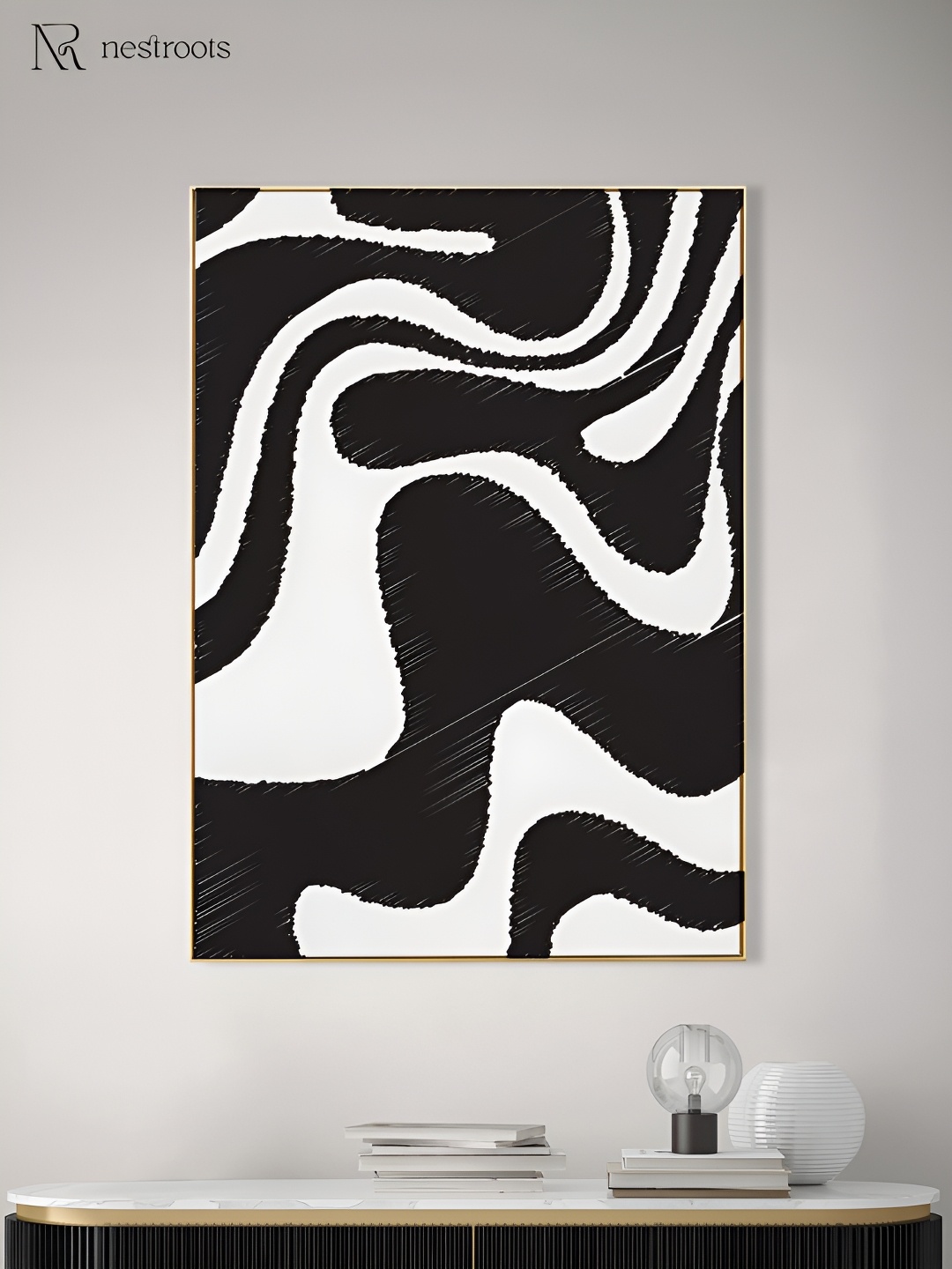 

nestroots White & Black Canvas Wall Art