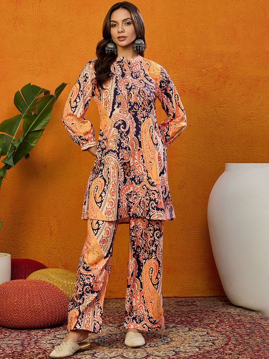 

AHIKA Printed Tunic With Trousers, Orange