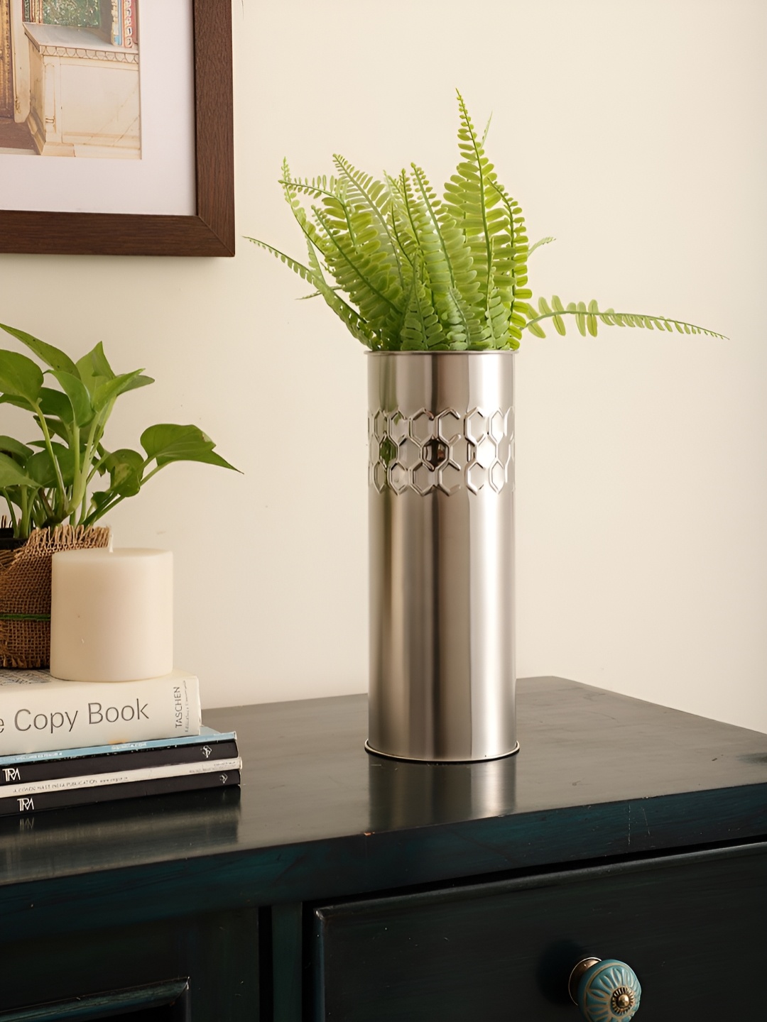 

Maison Modern Stainless Steel Crystal Cut Flower Vase, Silver