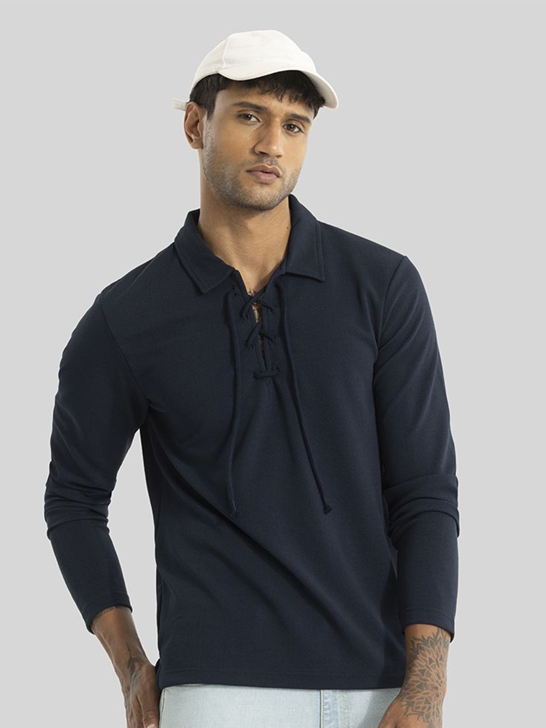 

Snitch Men Solid Polo Collar Slim Fit T-shirt, Navy blue