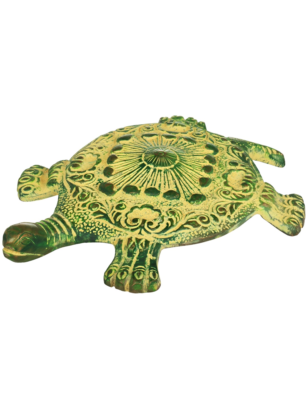 

Exotic India Green & Yellow Carvings Uniform Design Tortoise