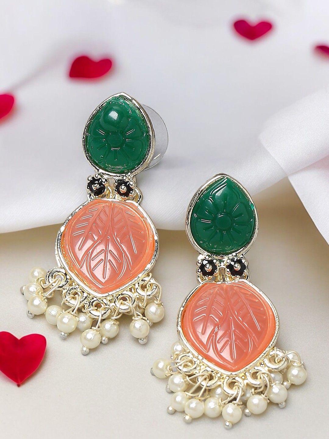 

Anouk Peach Floral Enamelled Drop Earrings
