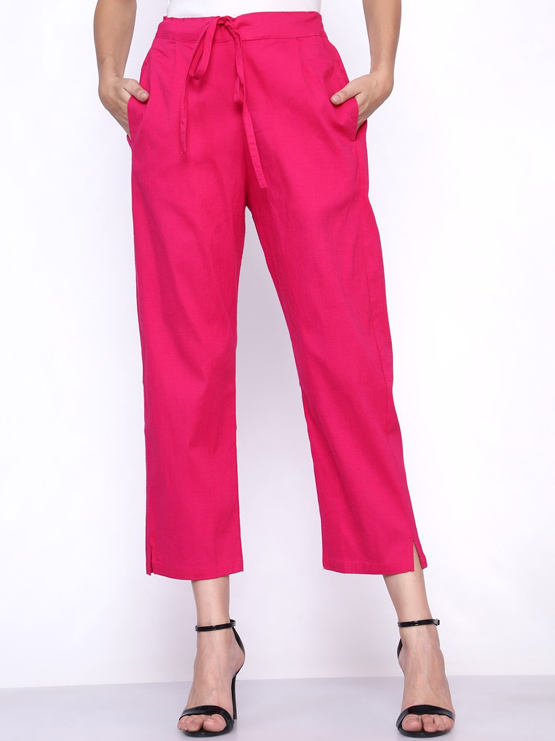 

Bhuja Women Relaxed High-Rise Cotton Trousers, Pink