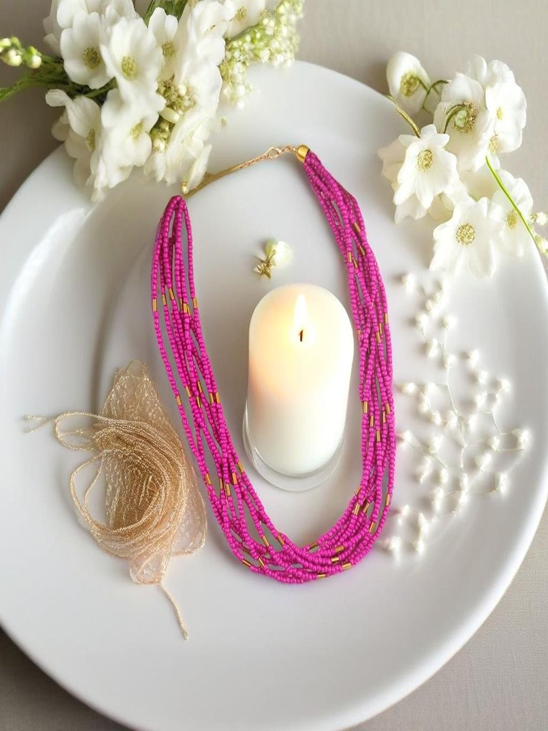 

UNIVERSITY TRENDZ Gold-Plated Beaded Layered Necklace