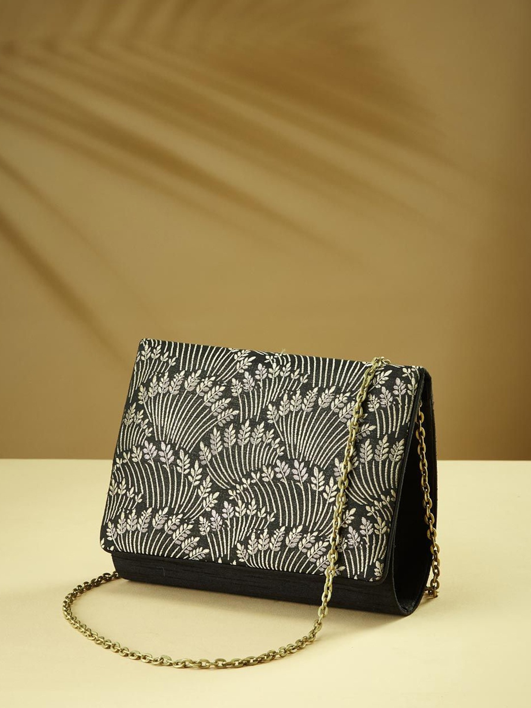 

Fabindia Brocade Printed Purse Clutch, Black