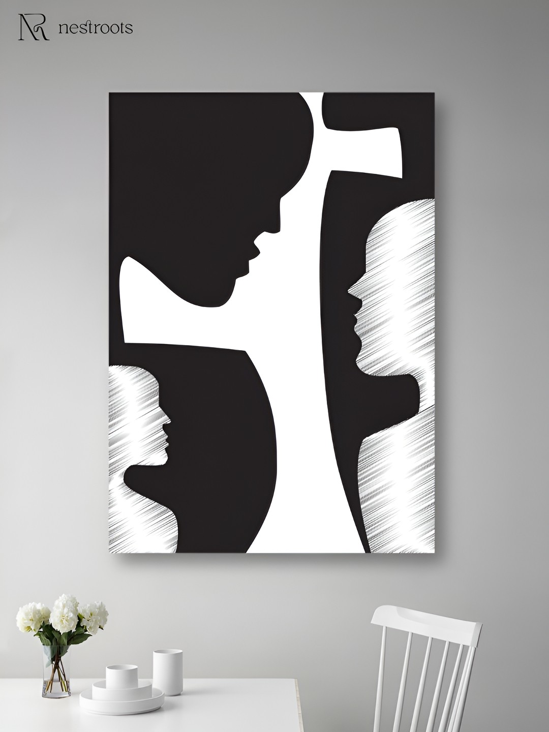 

nestroots White & Black Canvas Paintings Wall Art