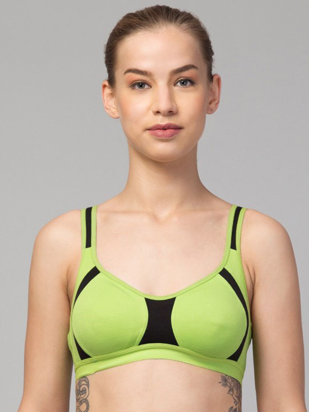 

ComfyStyle Colourblocked Bra Medium Coverage Underwired Lightly Padded, Green