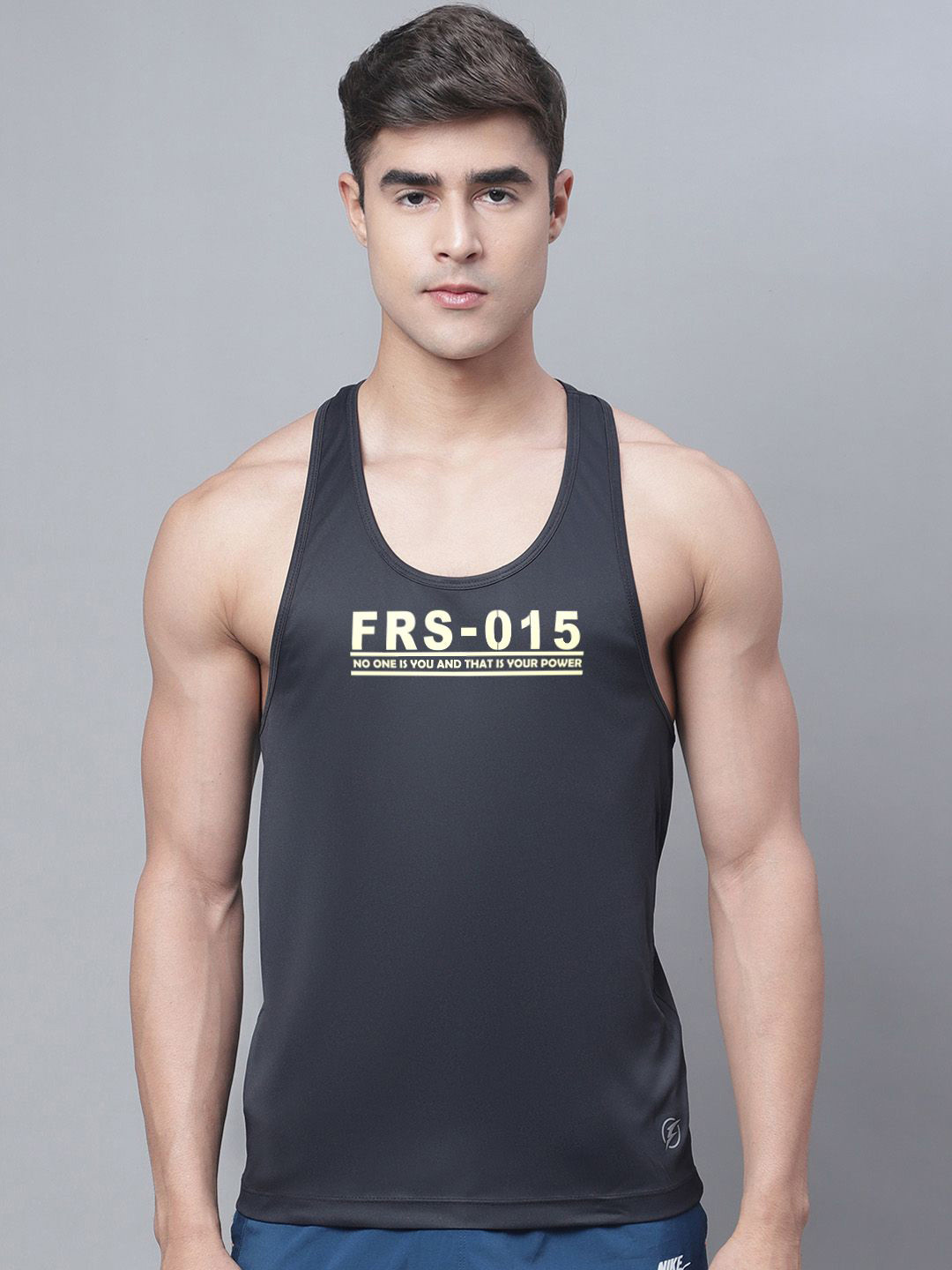 

Friskers Printed Sleeveless Gym Vests 260724MA644-1884-01, Black