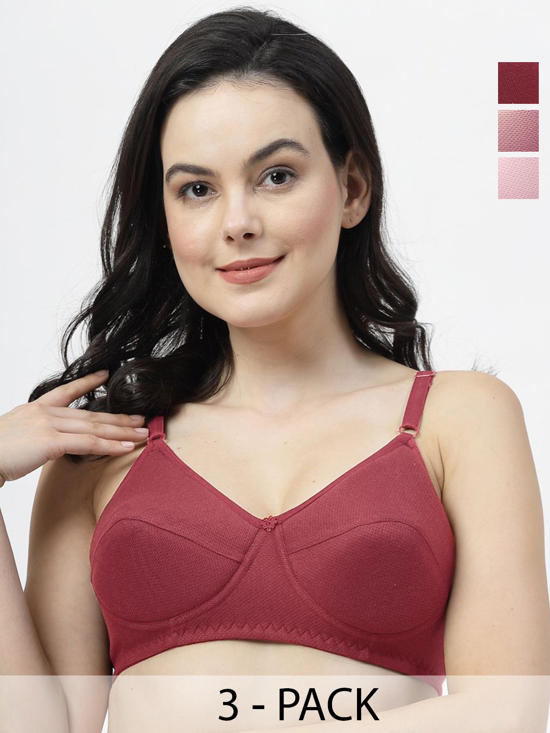 

SHYAM SONS FLAIR Solid Self Design Full Coverage Lightly Padded Bra, Pink