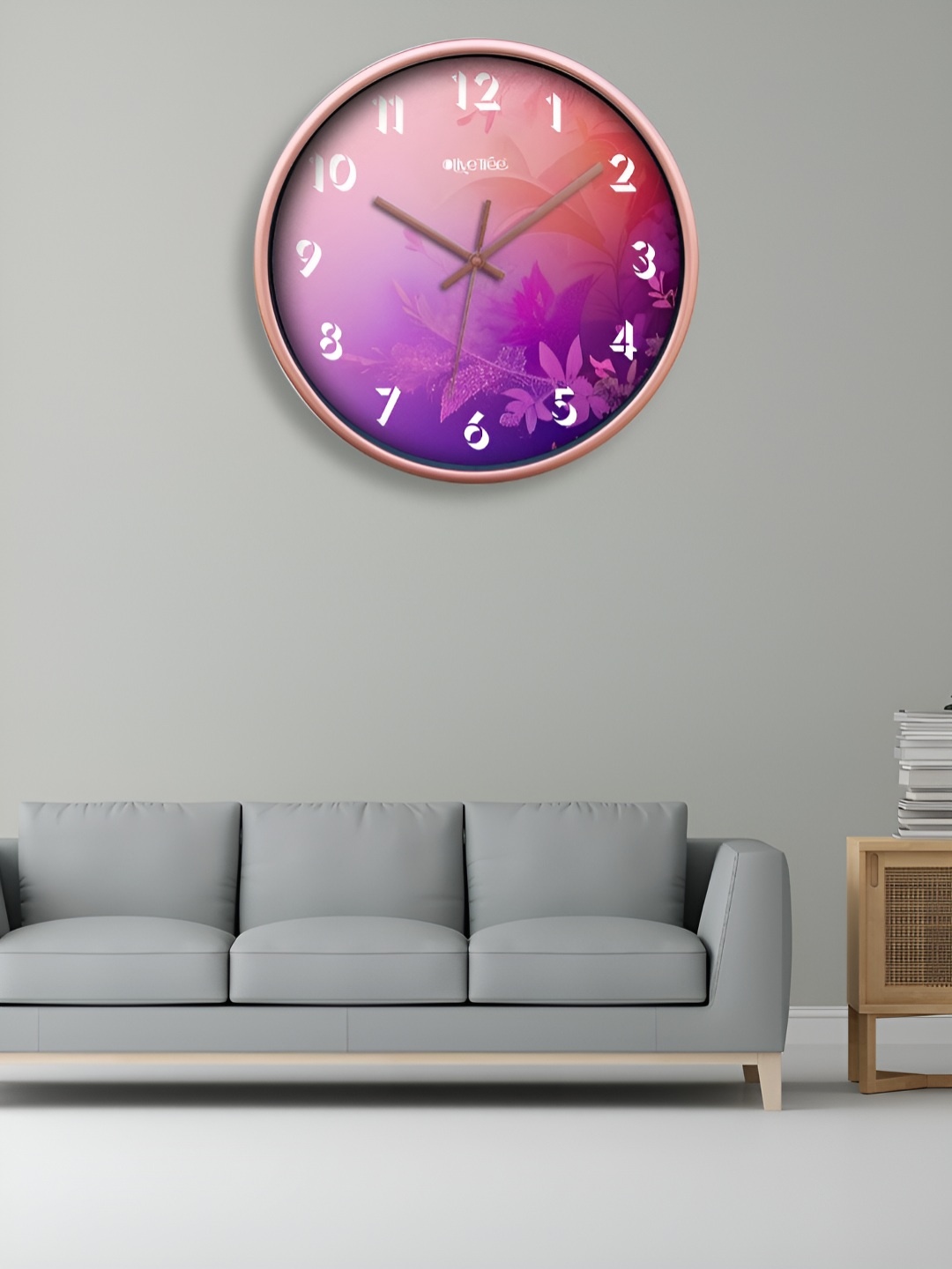 

OLIVE TREE Copper-Toned & Purple Printed Analogue Contemporary Wall Clock