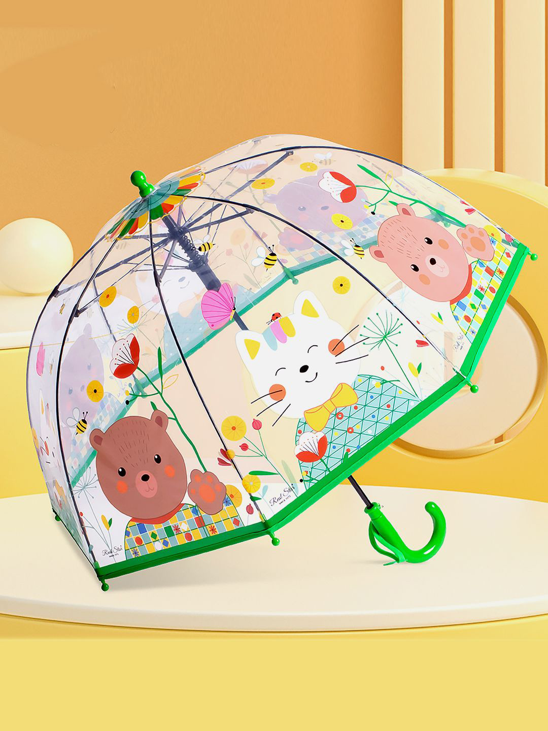 

Little Surprise Box LLP Kids Mr.Bowtie Bunny Printed Manual 2 Fold Umbrella, Green
