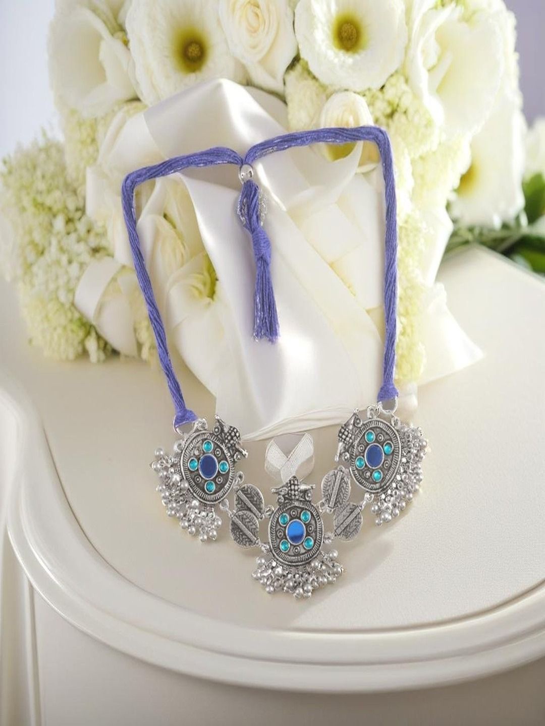 

UNIVERSITY TRENDZ Silver-Plated Oxidised Necklace