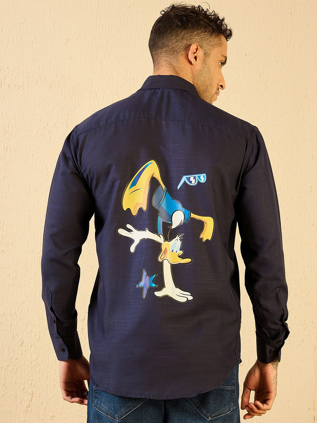 

Kook N Keech Men Original Spread Collar Graphic Printed Cotton Casual Shirt, Blue