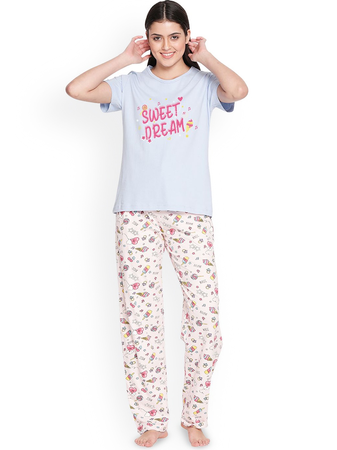 

Shyaway Women Printed Night suit, Blue