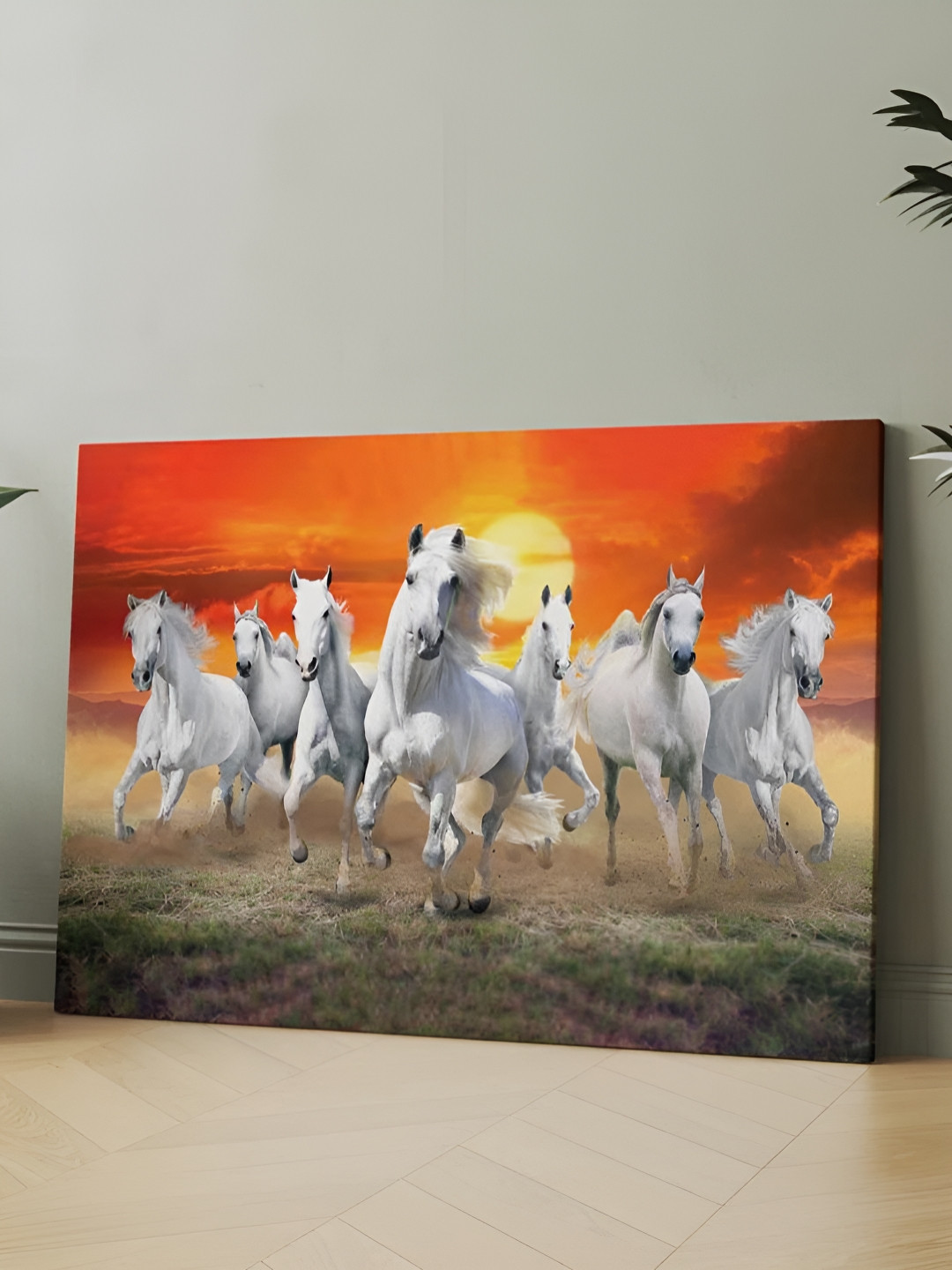 

CLAWCRAFTS White and Orange-Colored Wooden Birds and Animals Wall Painting