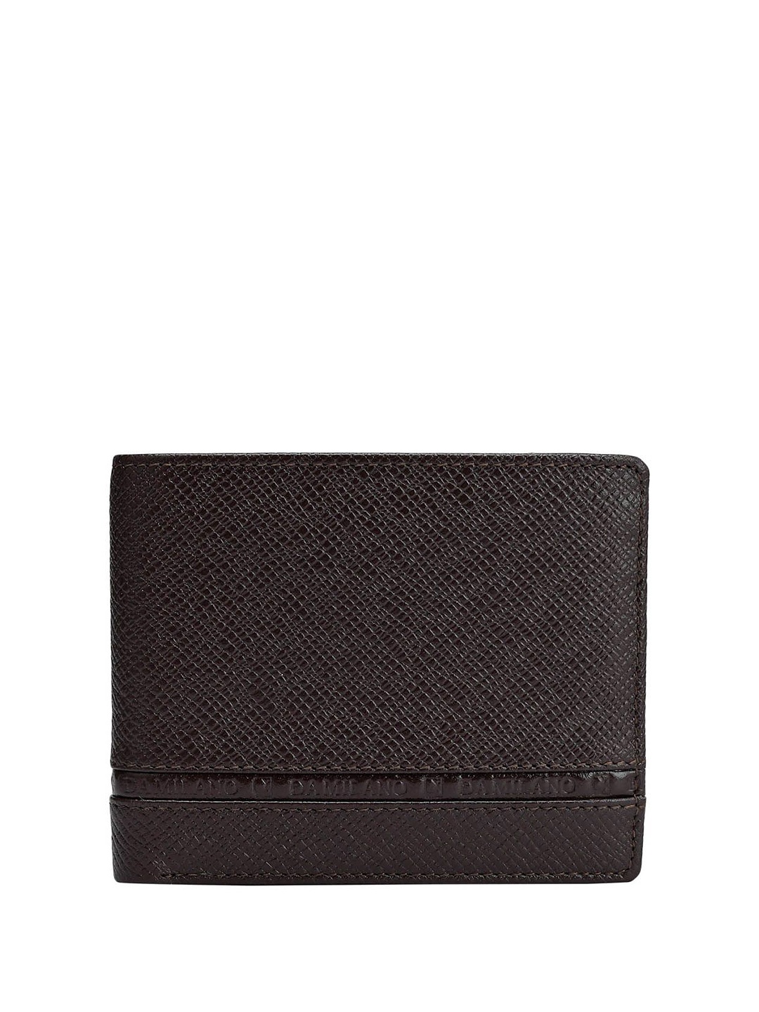 

Da Milano Men Textured Leather Two Fold Wallet, Brown